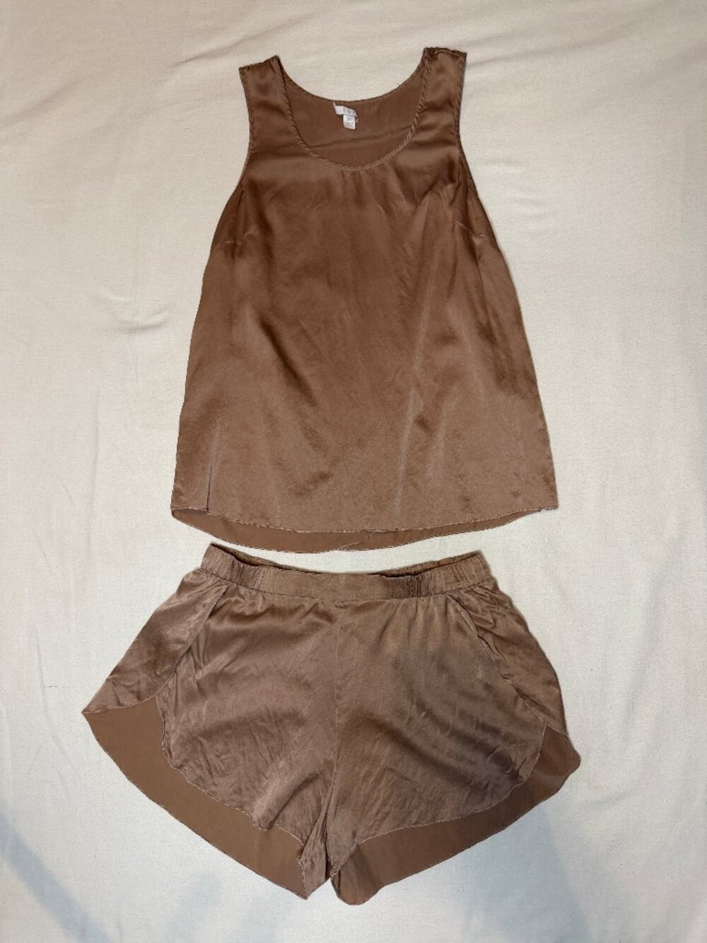 Lunya Washable Silk Tulip Back Set XS Tan/Pink